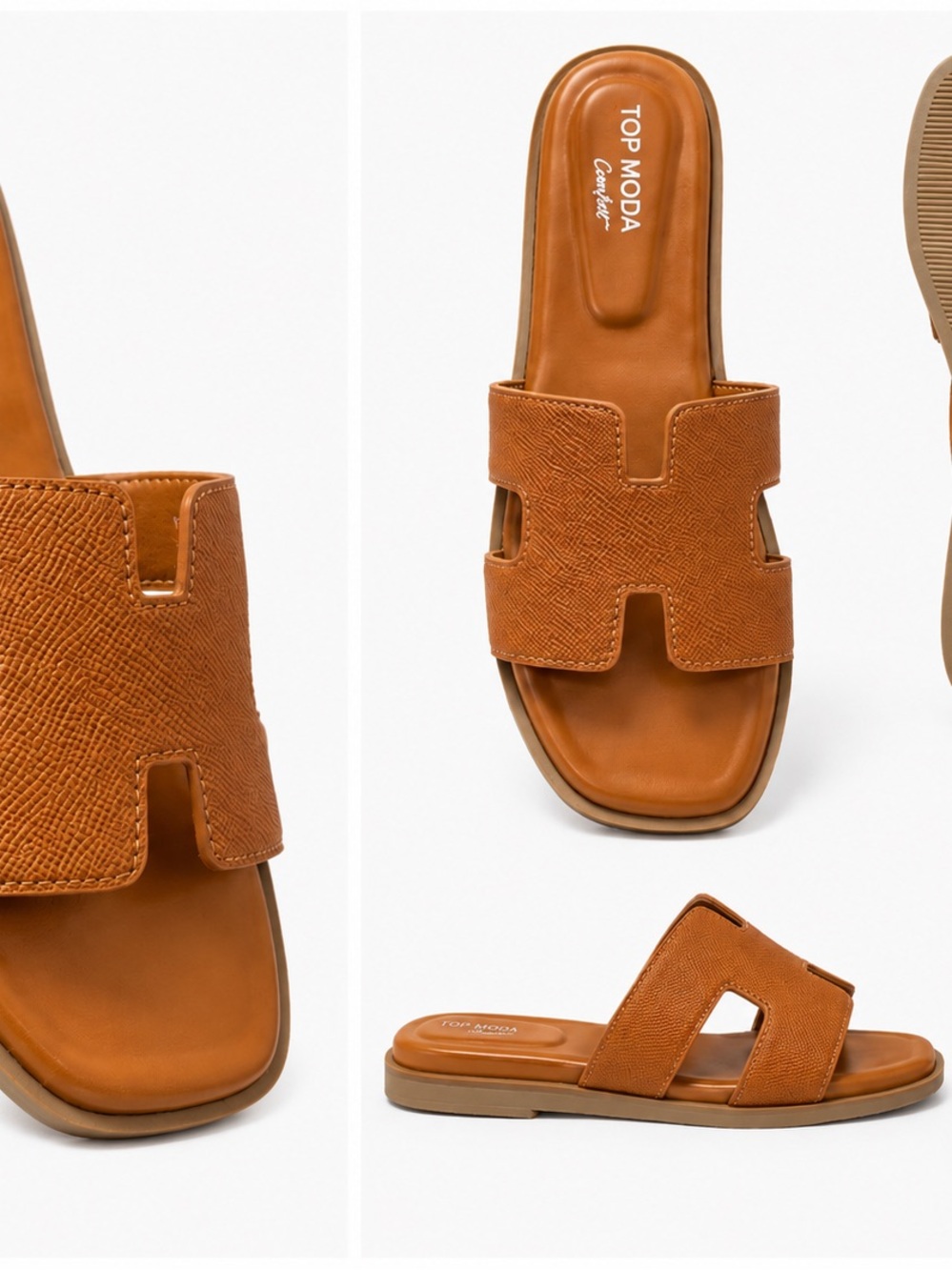TOP Moda Cognac Slide Sandals for Women